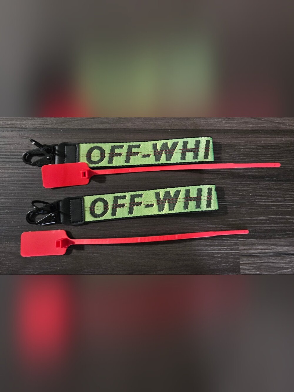 Off-White Green and Red Logo Strap Key/Card Holder
